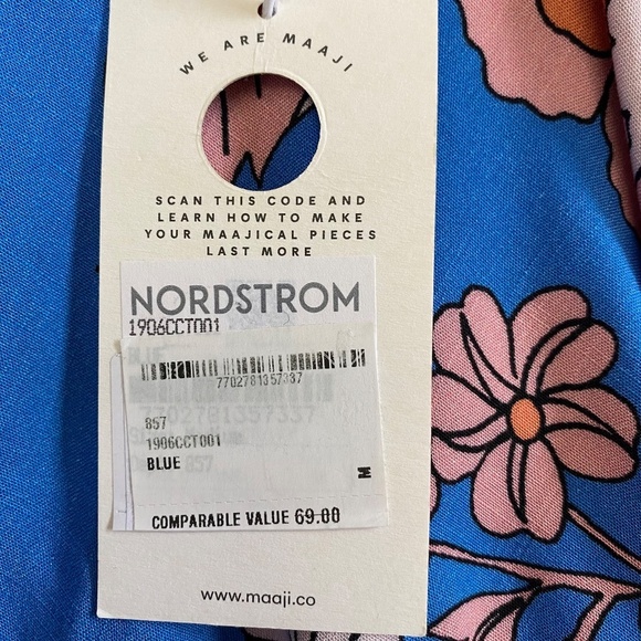 Maaji Floret Kelsey Cover-Up Top, Blue/Orange/Pink Floral, Medium, NWT - Picture 7 of 16